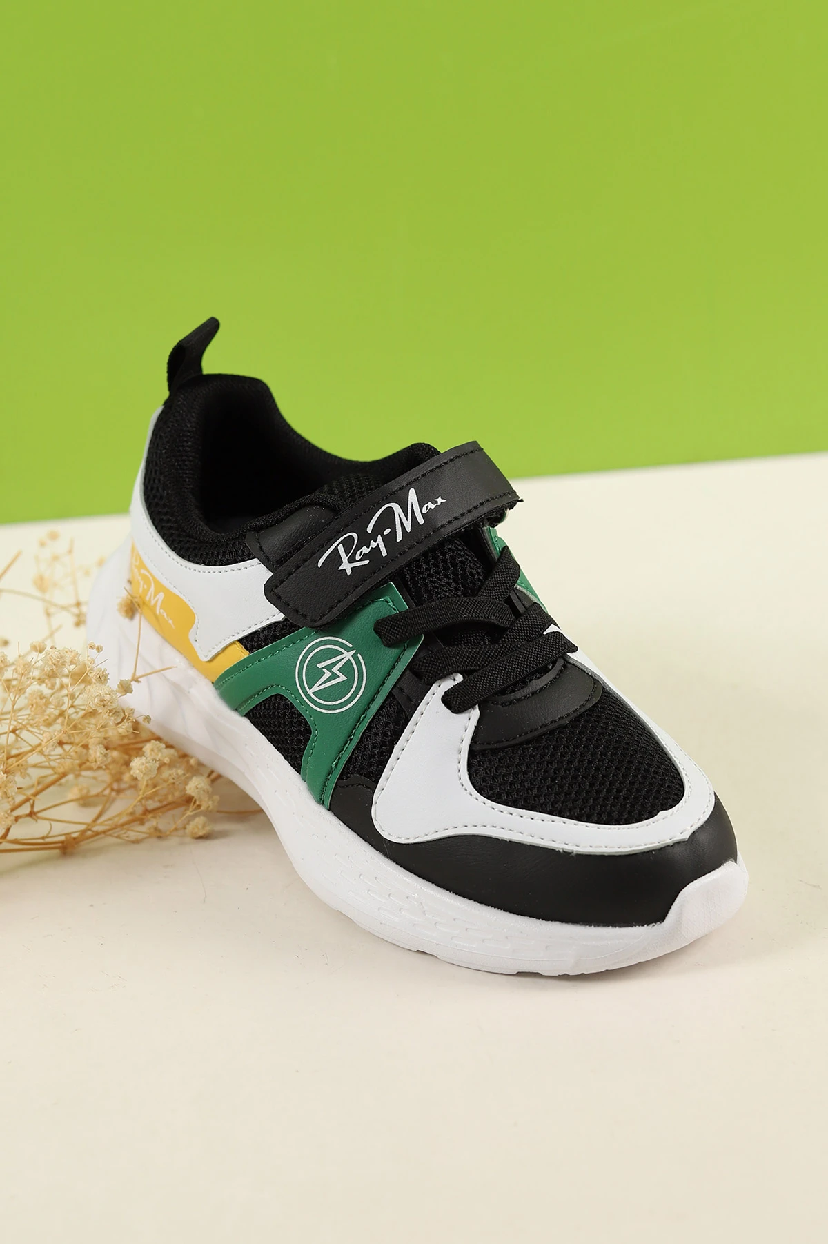 Siyah Yeşil (31-35 Filet) Baskılı Kalın Taban Erkek Çocuk Spor Ayakkabı 244521