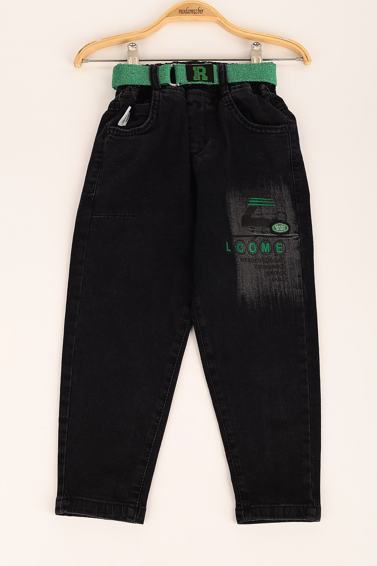 Siyah Yeşil (5-8 Yaş) Lcome Baskılı Erkek Çocuk Pantolon 145868