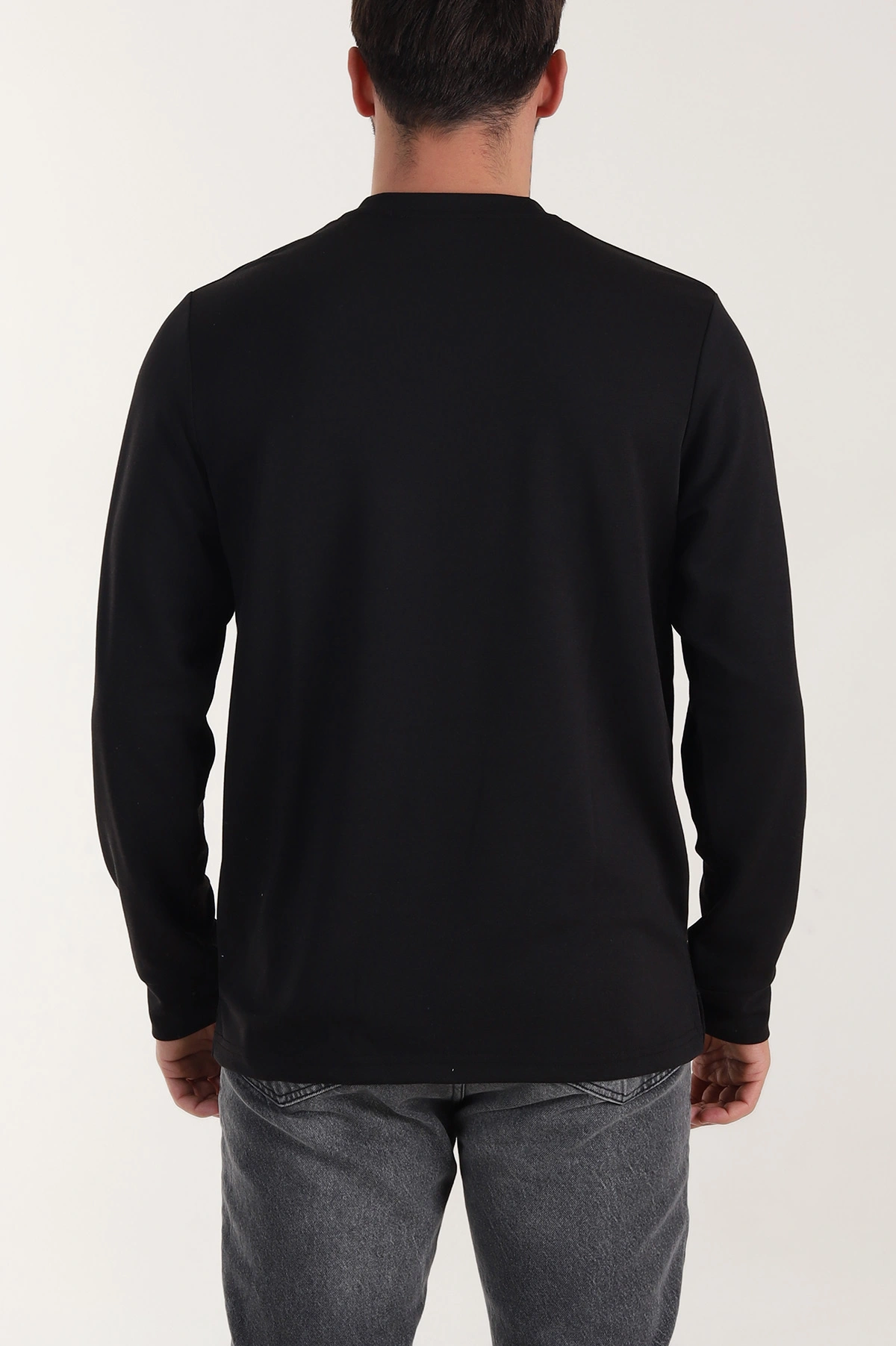 Siyah Yırtmaçlı Bisiklet Yaka Erkek Sweatshirt 410636