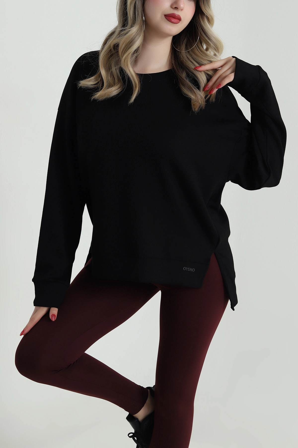 Siyah Yırtmaçlı Oysho Kadın Sweat 486330