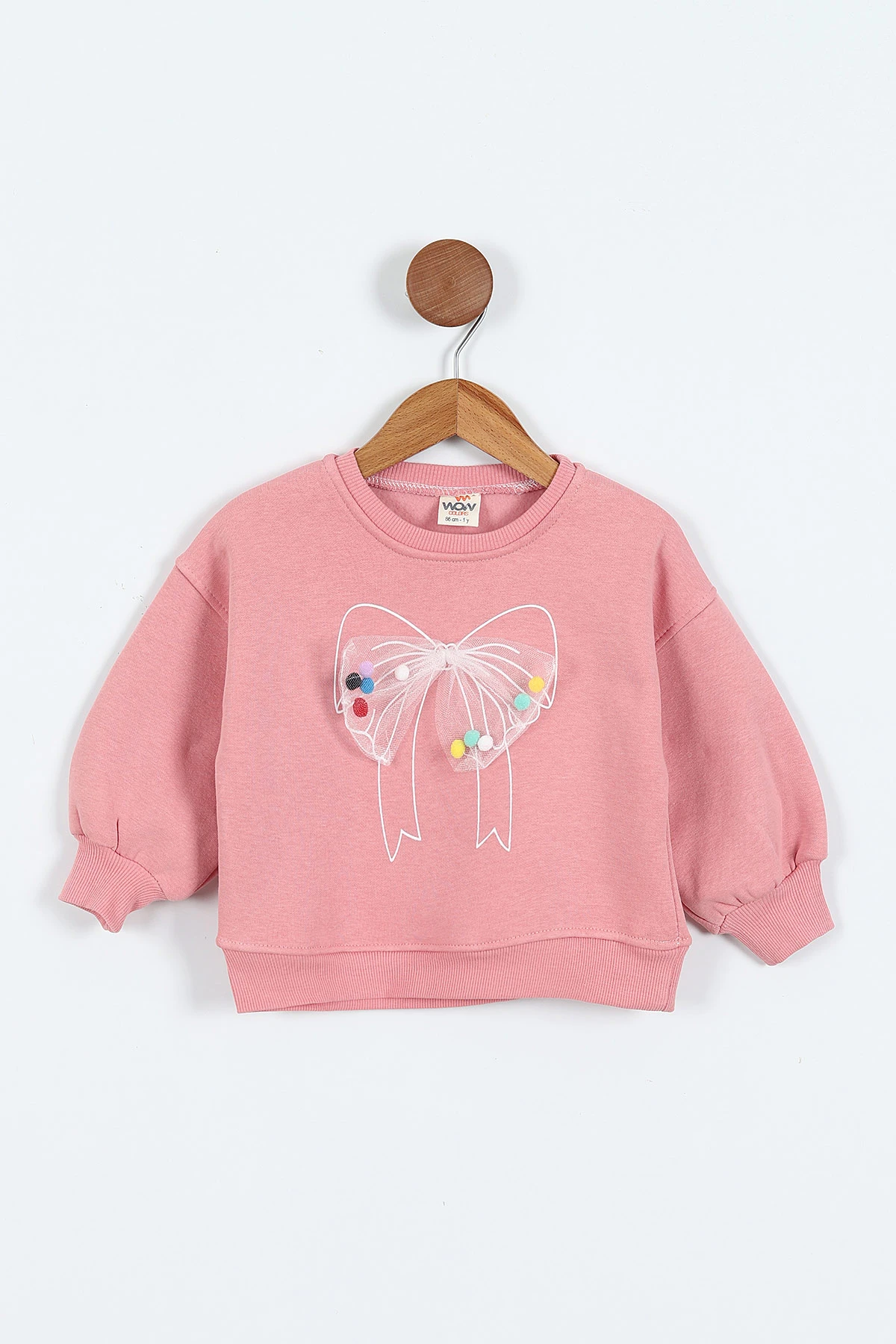 Somon (0-4 Yaş) Fiyonk Detaylı  3  İp Şardonlu Kız Çocuk Sweatshirt 415018