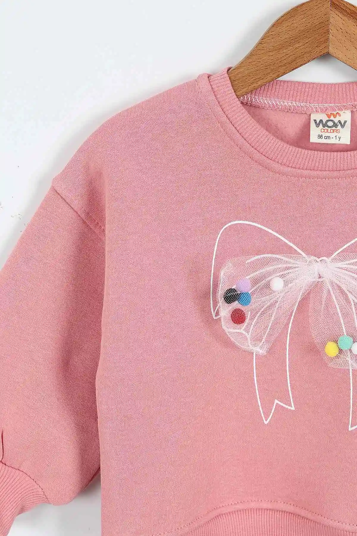 Somon (0-4 Yaş) Fiyonk Detaylı  3  İp Şardonlu Kız Çocuk Sweatshirt 415018