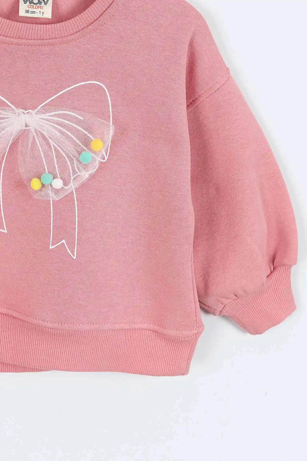 Somon (0-4 Yaş) Fiyonk Detaylı  3  İp Şardonlu Kız Çocuk Sweatshirt 415018