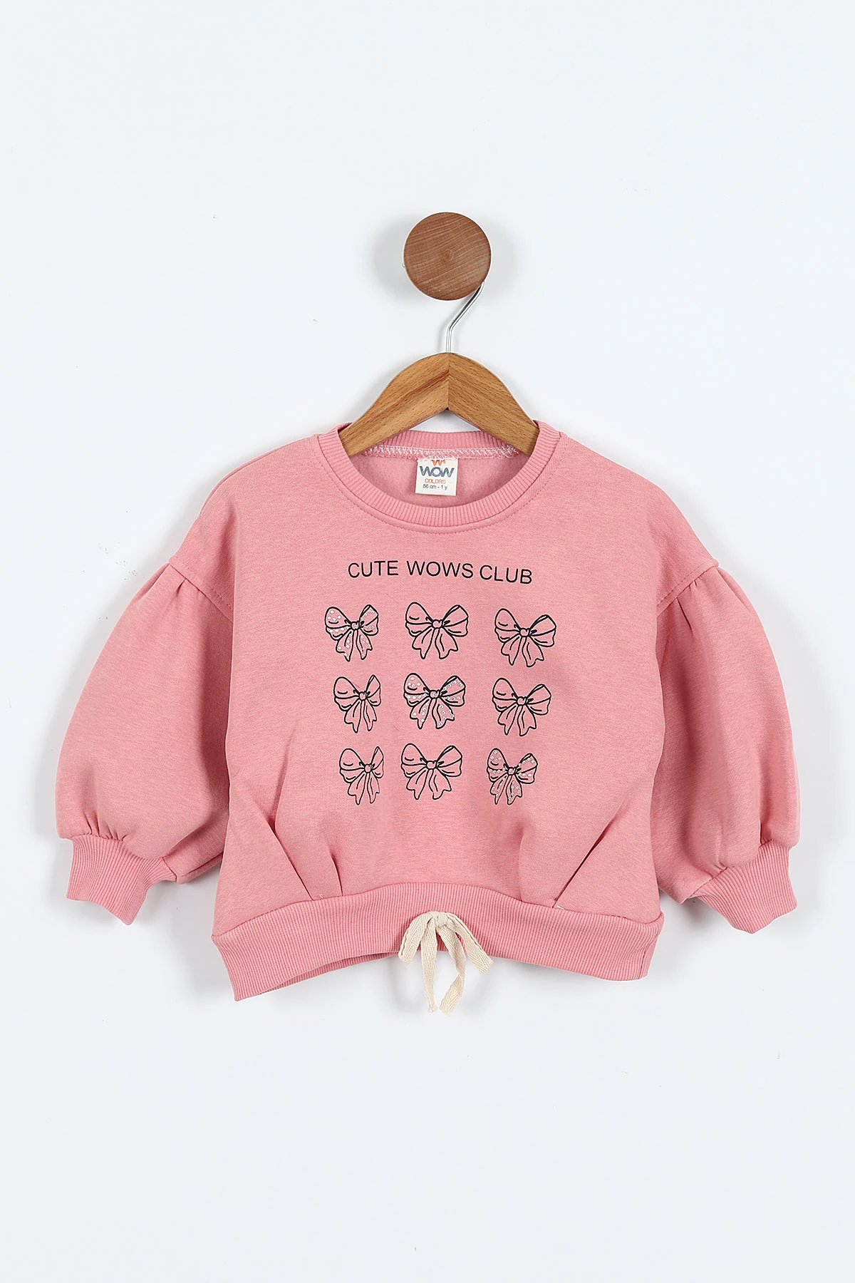 Somon (0-4 Yaş) Fiyonk ve Taş Baskılı 3  İp Şardonlu Kız Çocuk Sweatshirt 415025