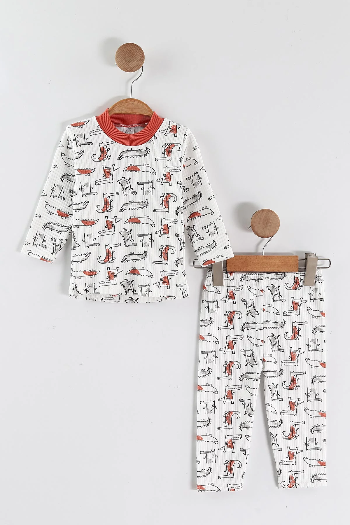 Somon (1-3 Yaş) Balık  Desenli Raporlu Çocuk Pijama Takım 459409
