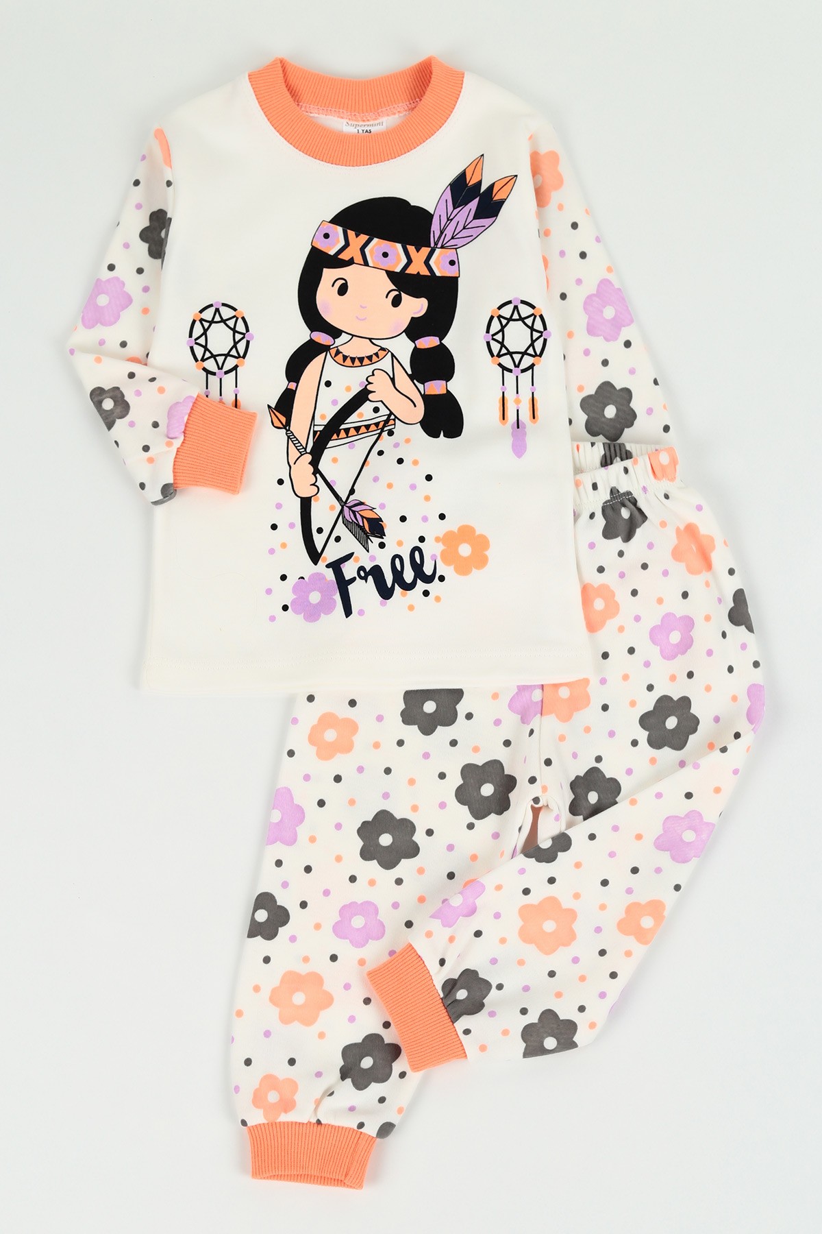 Somon (1-3 Yaş) Baskılı Kız Çocuk Pijama Takımı 125457