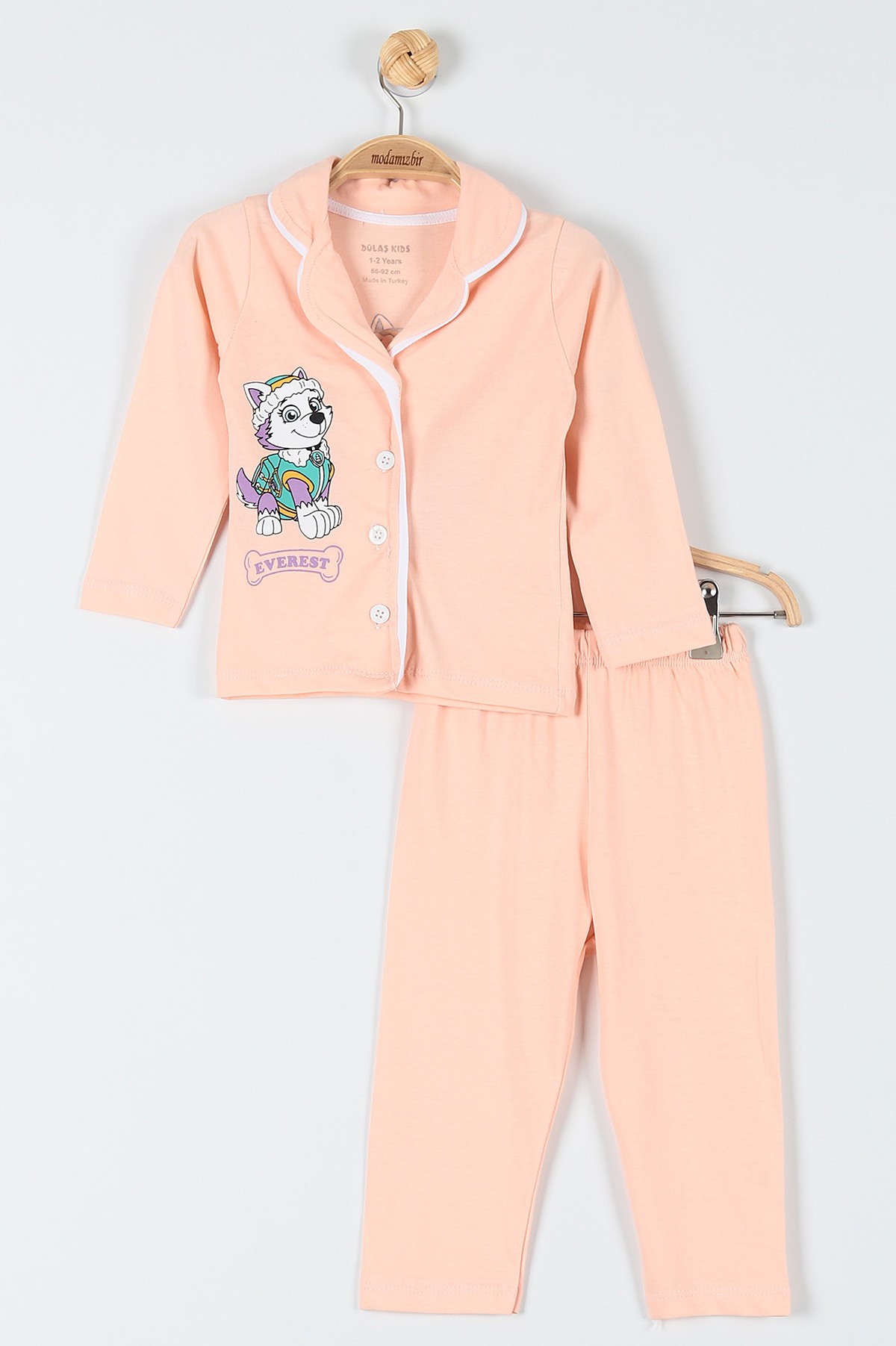 Somon (1-3 Yaş) Köpek Everest Baskılı Kız Bebe Pijama Takım 181863