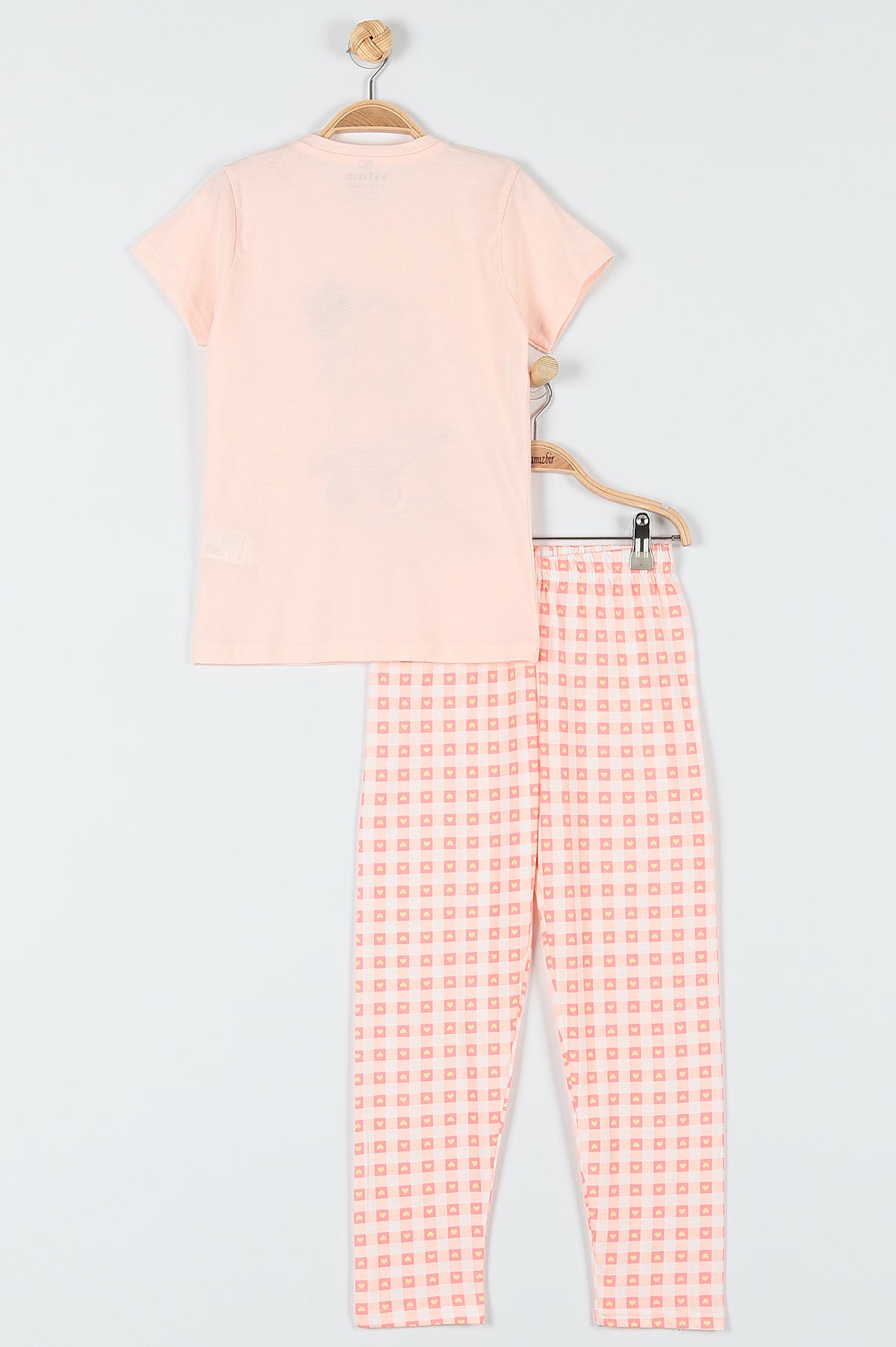 Somon (10-12 Yaş) Kalp Motor Baskılı KIz Çocuk Pijama Takımı 182055
