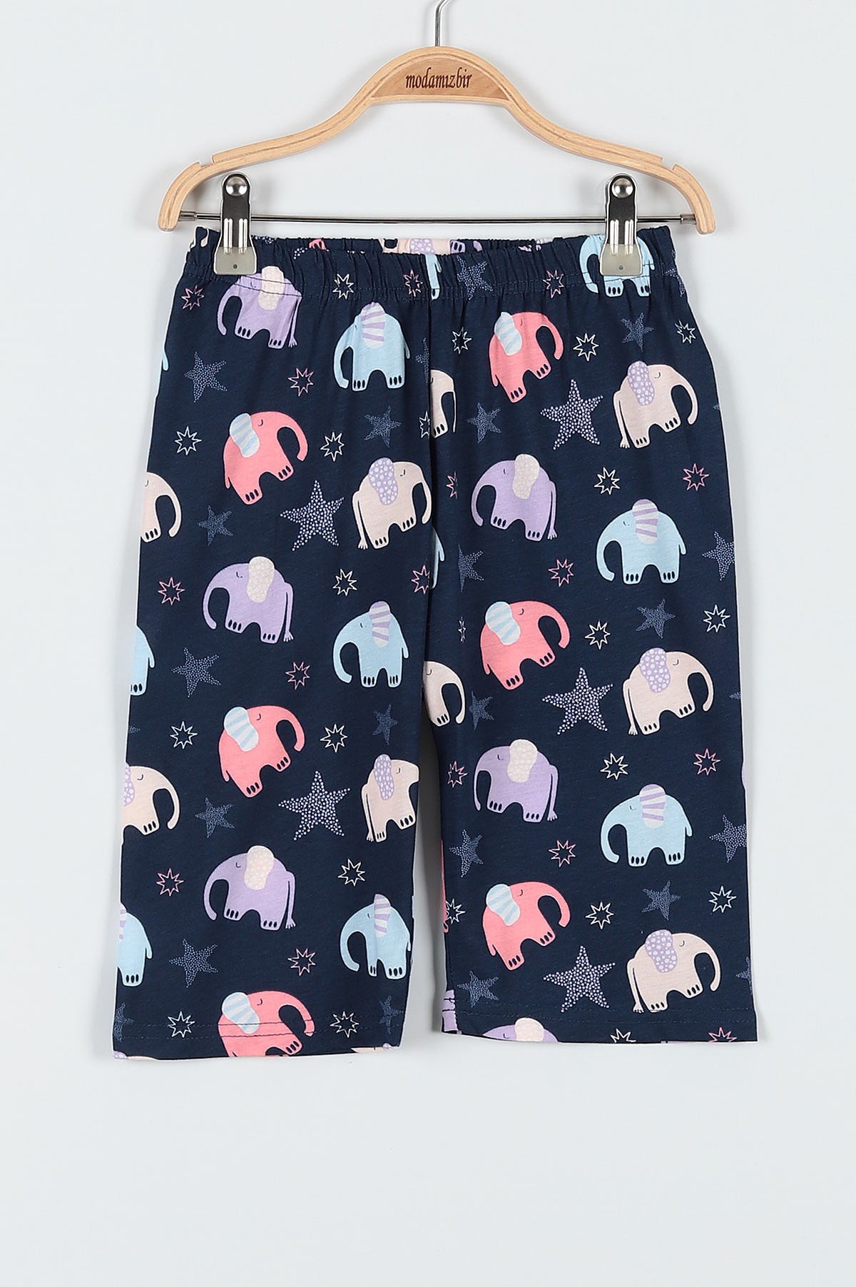 Somon (10-12 Yaş) Yıldız Fil Baskılı Kaprili KIz Çocuk Pijama Takımı 182041