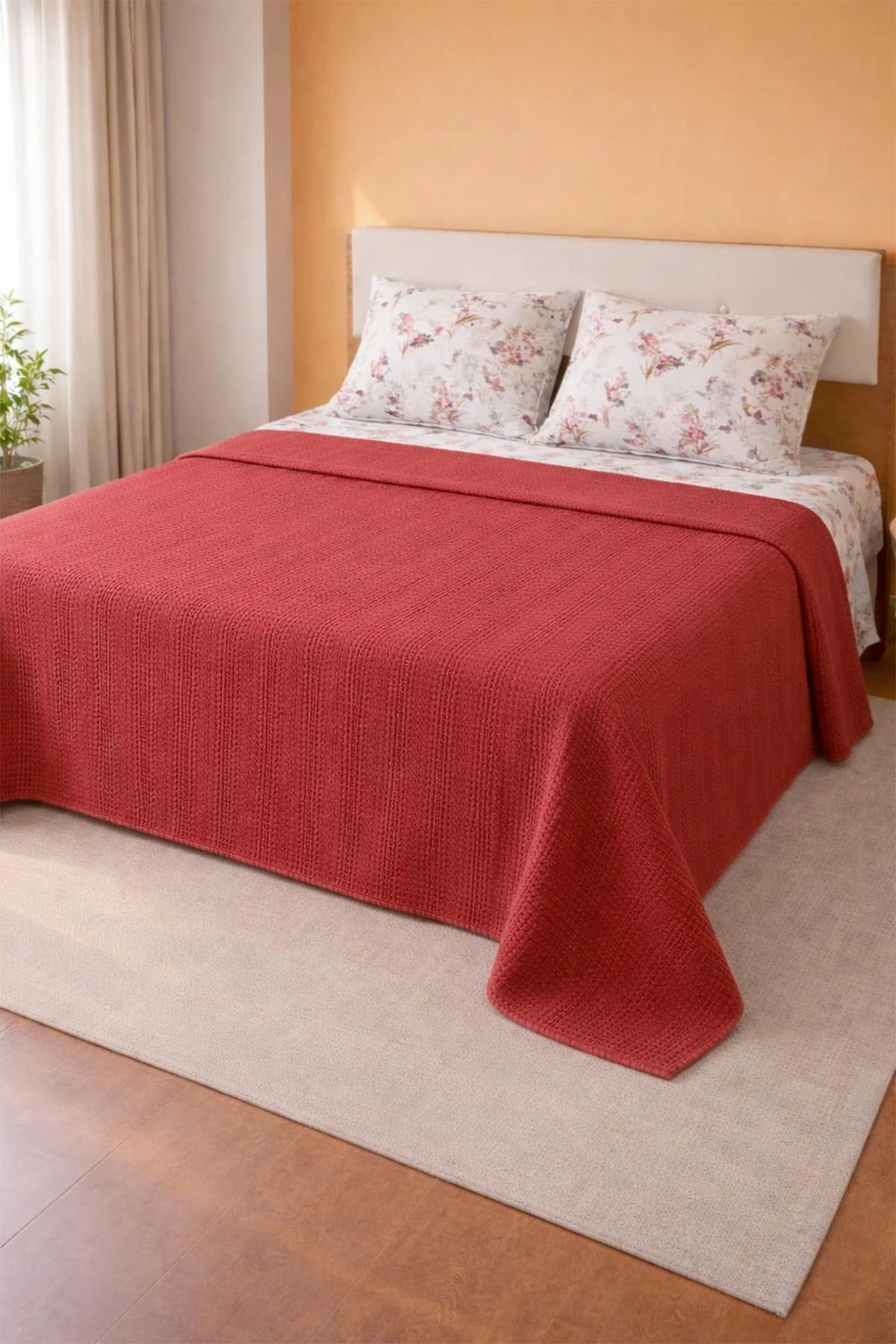 Somon 160x230 Cm Bella Home Tek Kişilik Pamuklu Petek Pike Takımı 474634