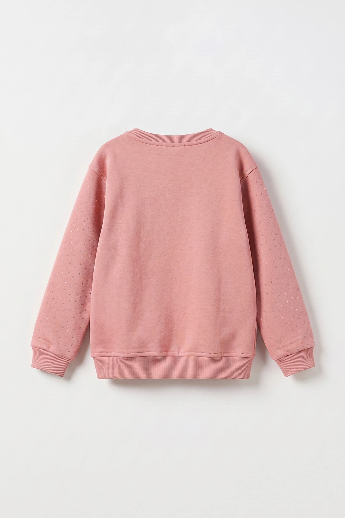 Somon (2-12 Yaş) Kalp Nakışlı Taşlı İçi Şardonlu Kız Çocuk Sweatshirt 483268