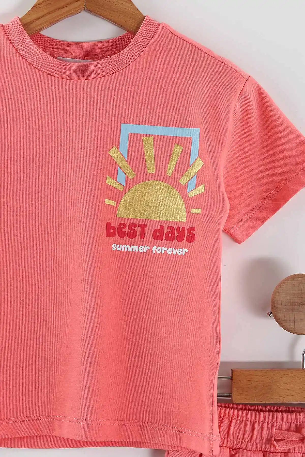 Somon (2-6  Yaş) Best Days Baskılı Tişört  ve  Şortlu   Kız Çocuk 2'li Takım 461340
