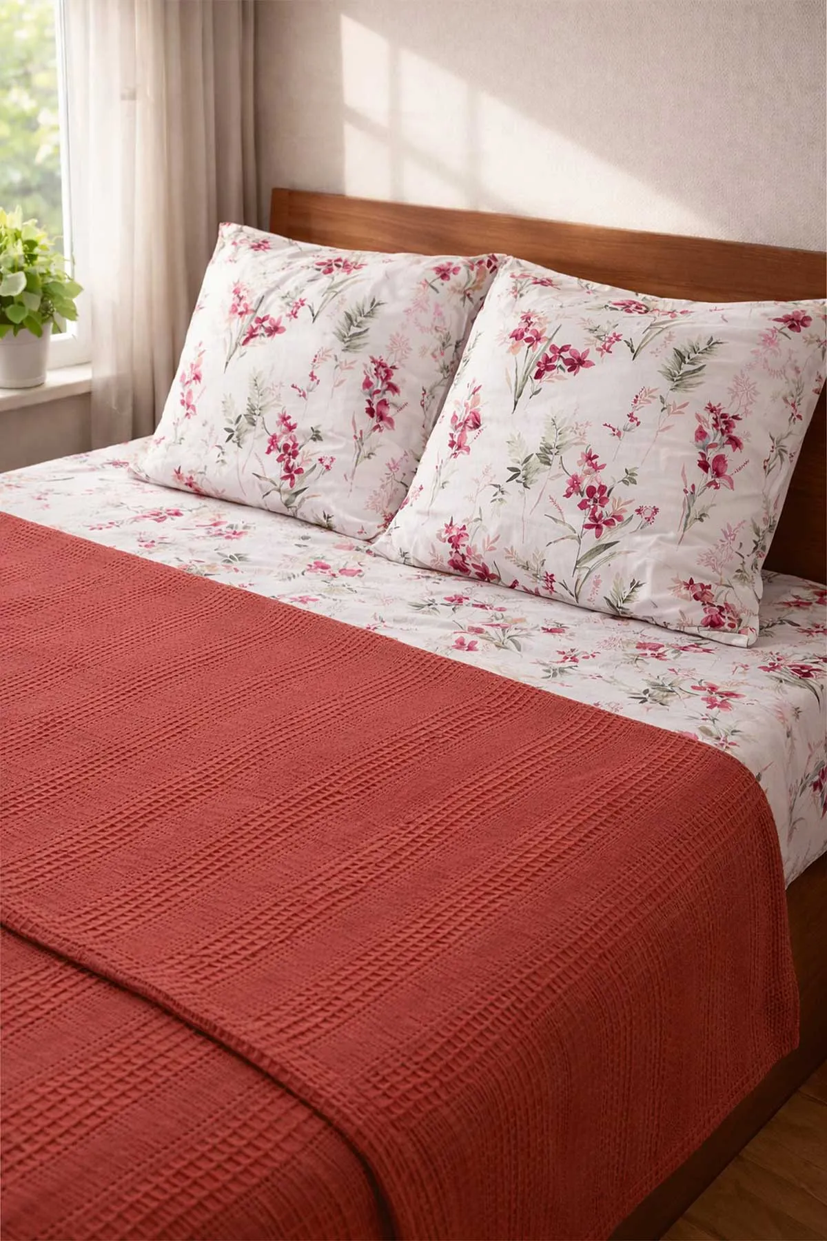 Somon 200x230 Cm Bella Home Çift Kişilik Pamuklu Petek Pike Takımı 474614