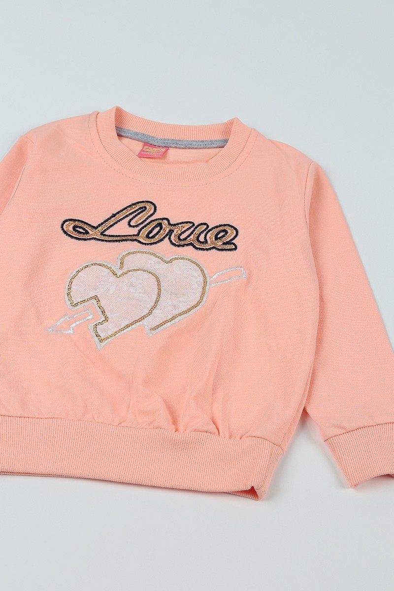 Somon (3-8 Yaş) Love Baskılı Kız Çocuk Sweatshirt 93287