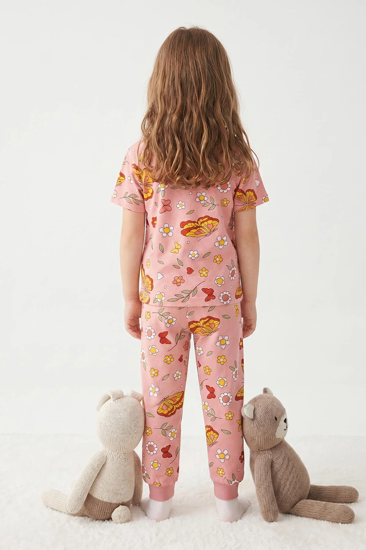 Somon (3-8 Yaş)Kalp Desenli Kız Çocuk Pijama Takımı 461490