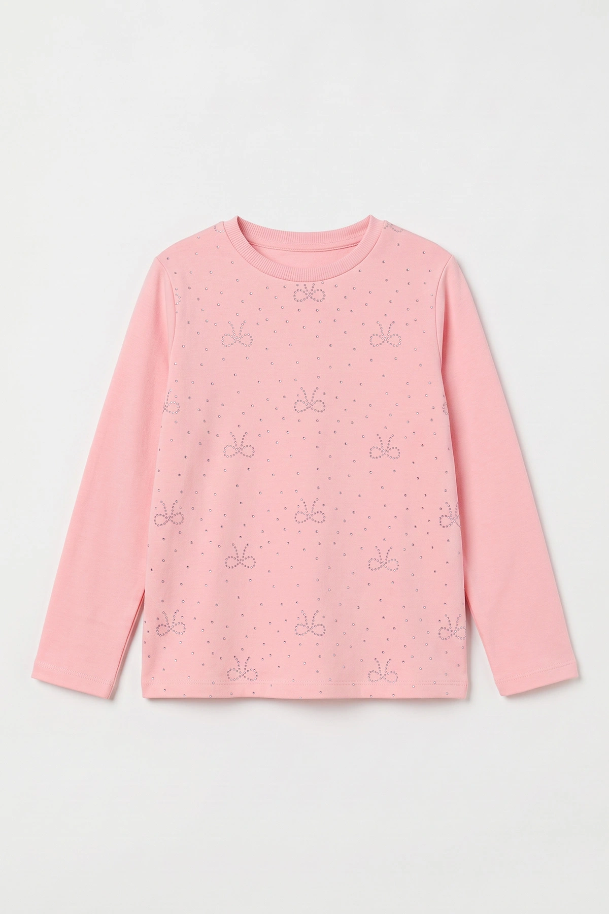 Somon (4-12 Yaş) Fiyonk Taş Baskılı İçi Şardonlu Kız Çocuk Sweatshirt 498568