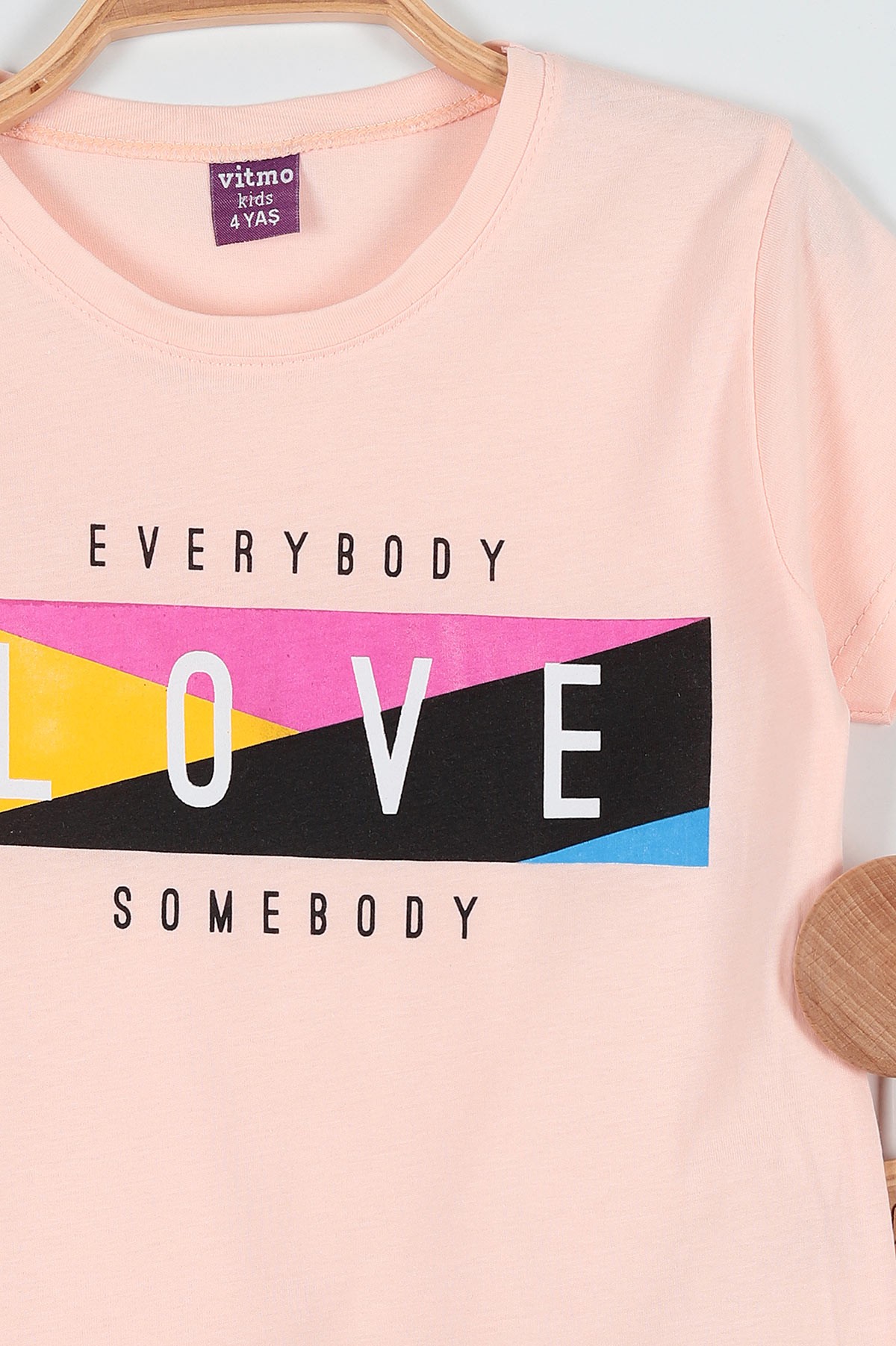 Somon (4-6 Yaş) Love Baskılı Kız Çocuk Pijama takım 186838
