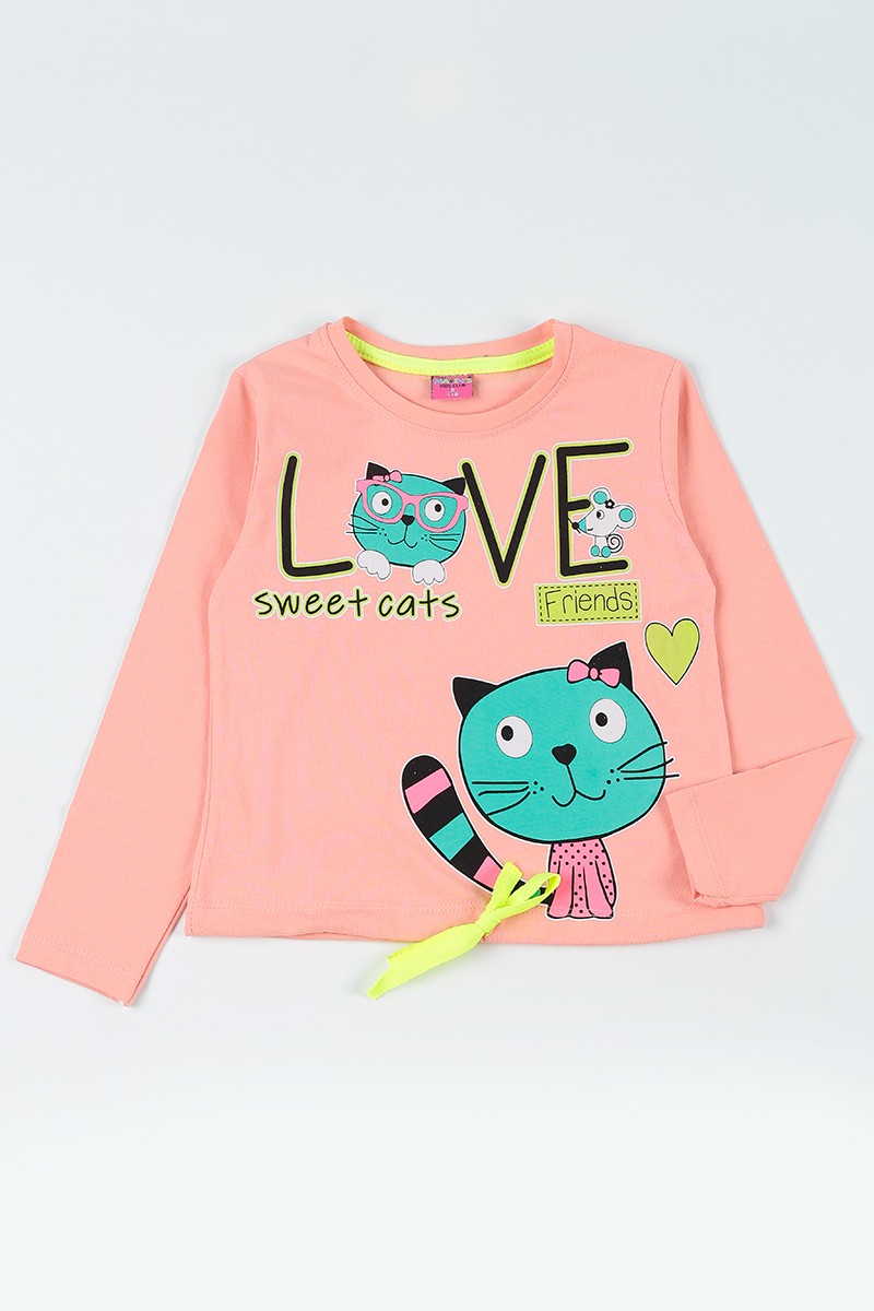 Somon (5-8 Yaş) Love Baskılı Belden Sıkmalı Kız Çocuk Sweatshirt 93082