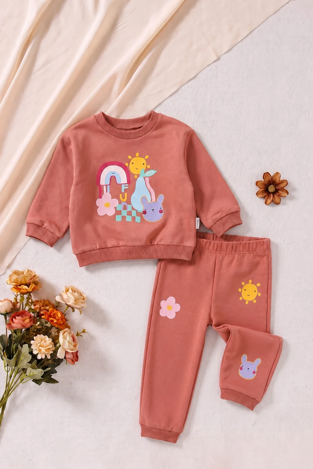 Somon (6-18 Ay) Güneş Basklı Kız Bebek 2'li Takım 479155