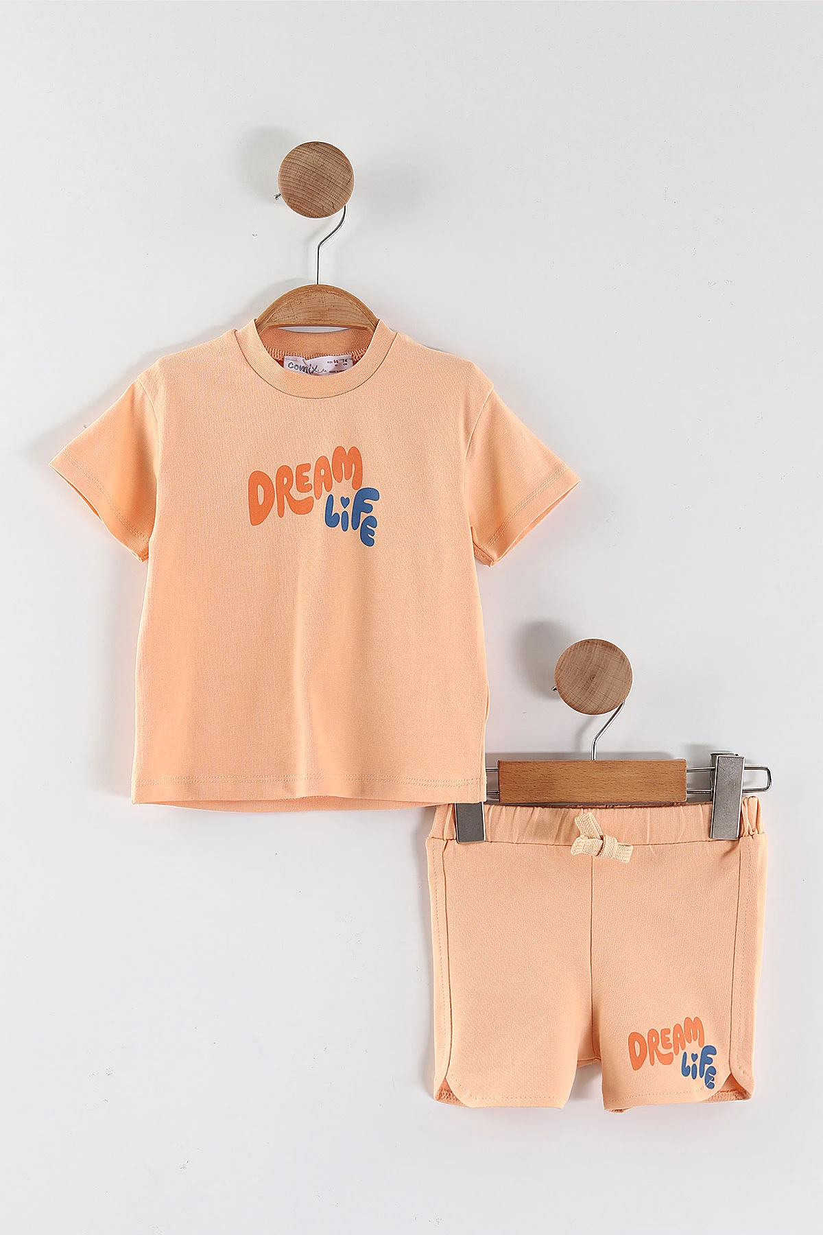 Somon (6-24 Ay) Dream Life Baskılı   Tişörtlü    Şortlu  Kız Bebek 2'li Takım 462225