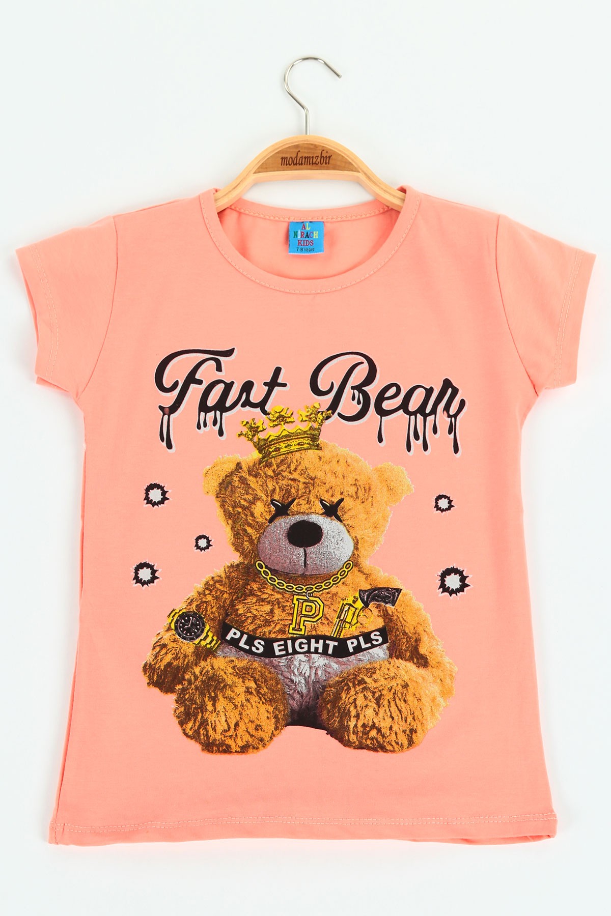Somon (8-12 yaş) Fast Bear Baskılı Kız Çocuk Tişört 121228