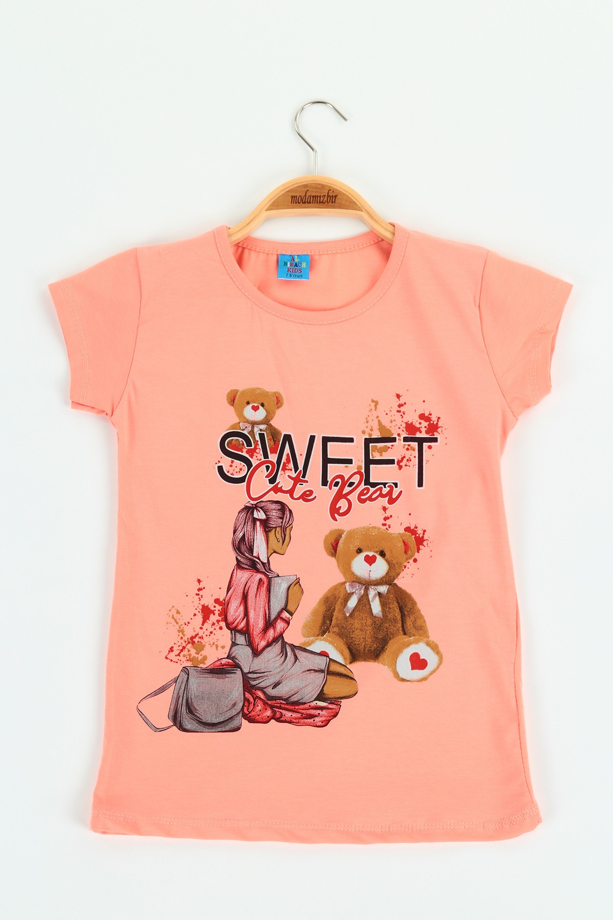Somon (8-12 yaş) Sweet Bear Baskılı Kız Çocuk Tişört 121299