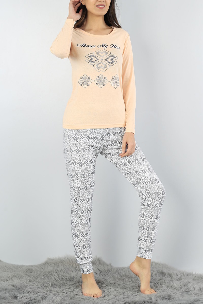 Somon Baskılı Bayan Pijama Takımı 54934