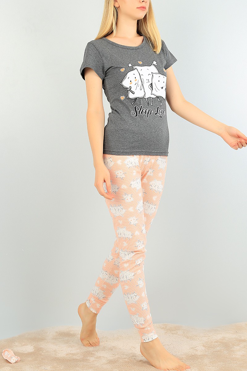 Somon Baskılı Bayan Pijama Takımı 73485