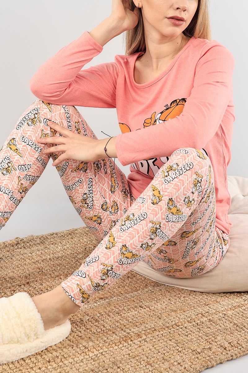 Somon Baskılı Bayan Pijama Takımı 89434