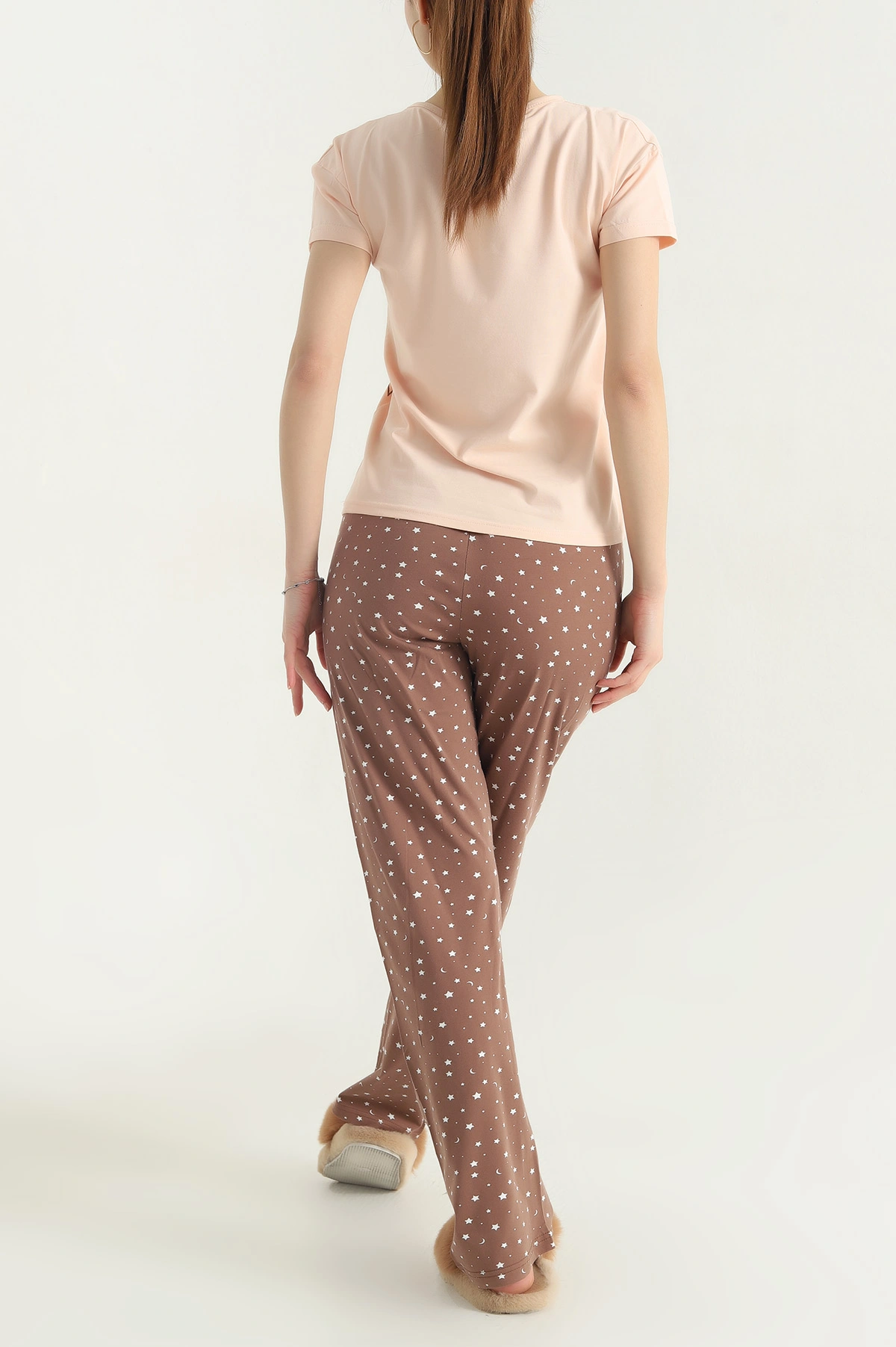 Somon Desenli Penye Kadın Pijama Takımı 341722