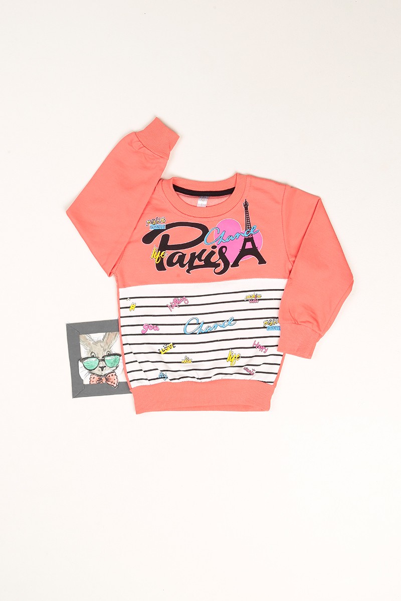 Somon İçi Şardonlu Baskılı Kız Çocuk Sweat 80750