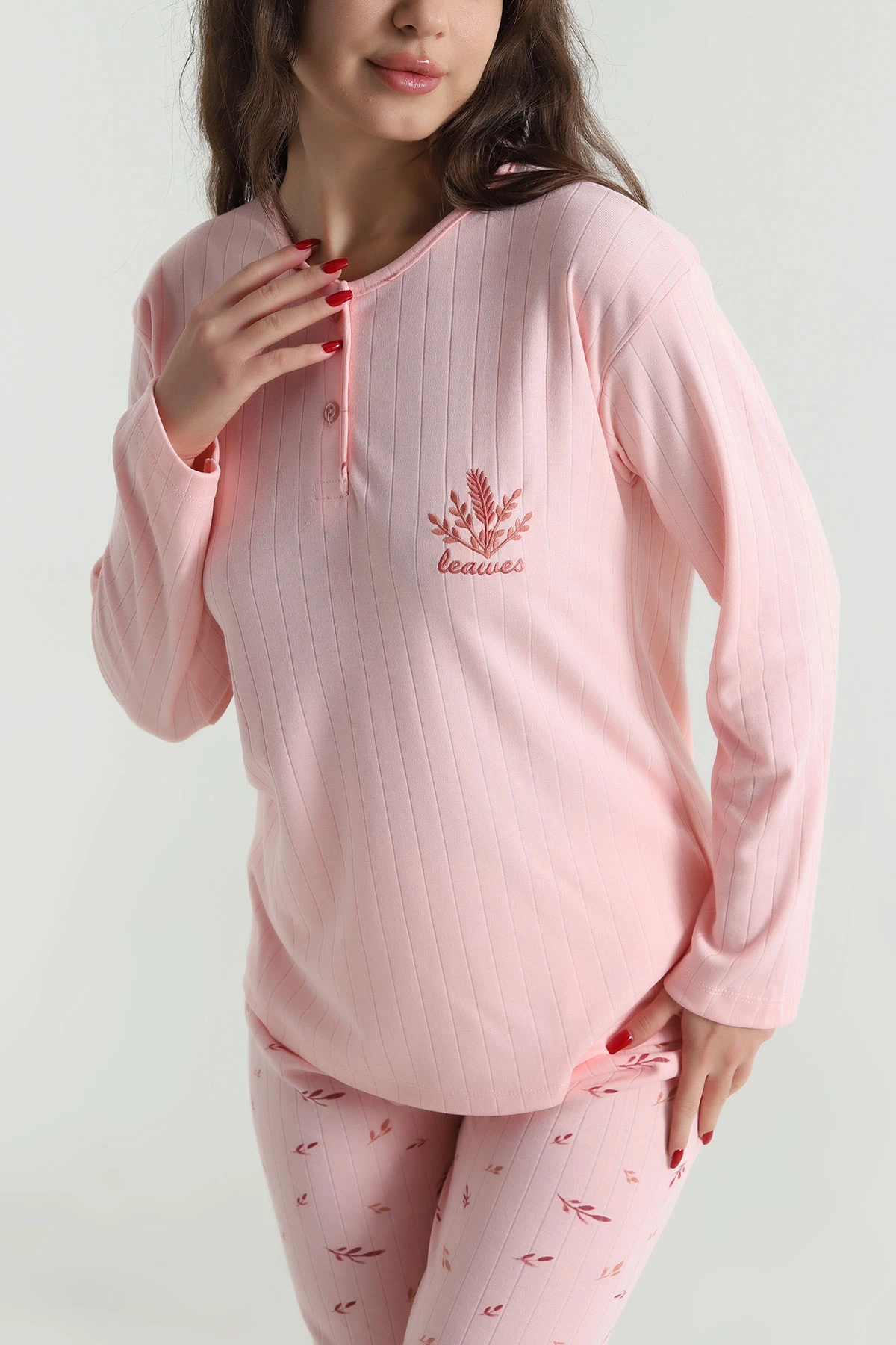 Somon Kalın Fitilli Viskon Kadın Pijama Takımı 494634