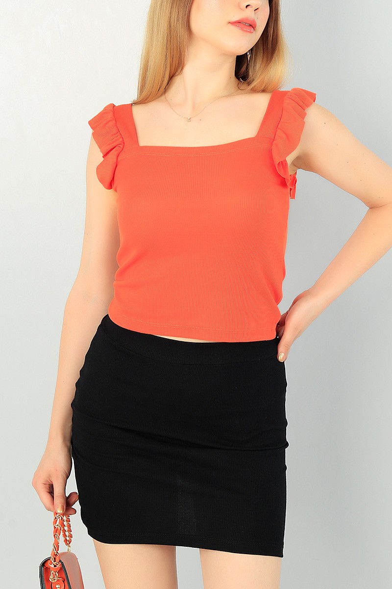Somon Kolları Fırfırlı Fitilli Bluz 67838