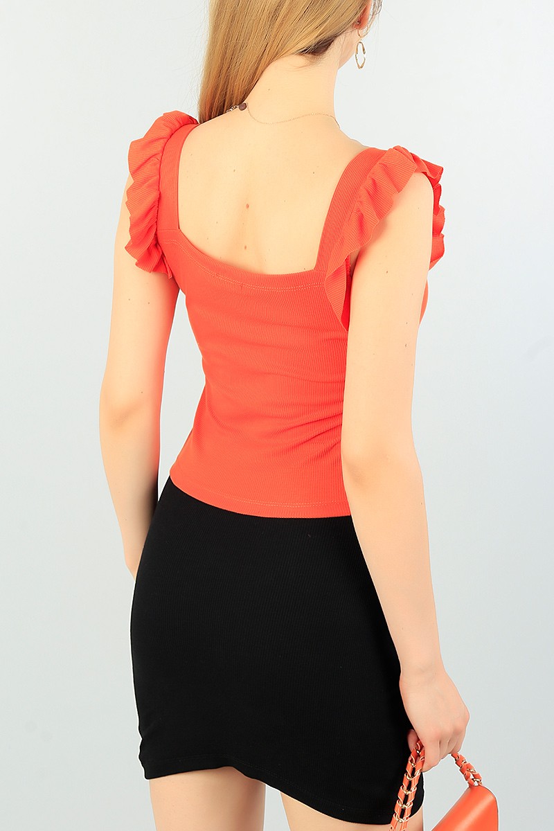 Somon Kolları Fırfırlı Fitilli Bluz 67838