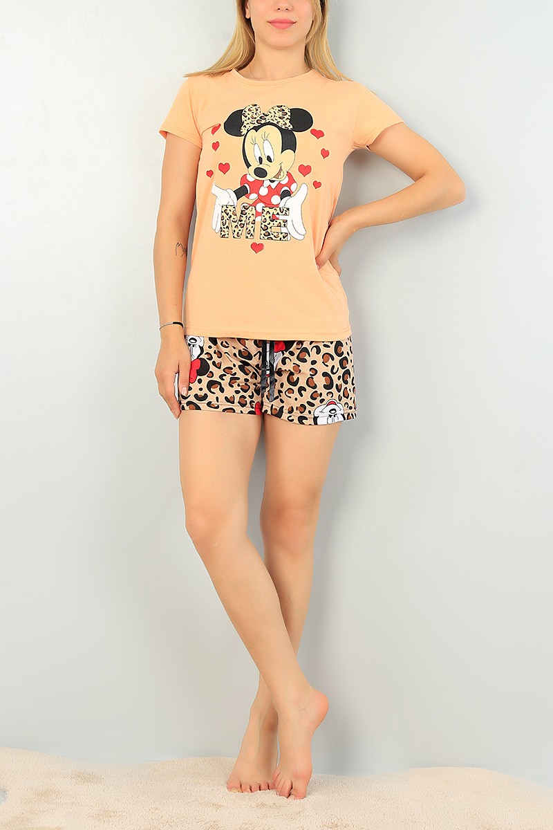 Somon Leopar Desen Bayan Pijama Takımı 68283
