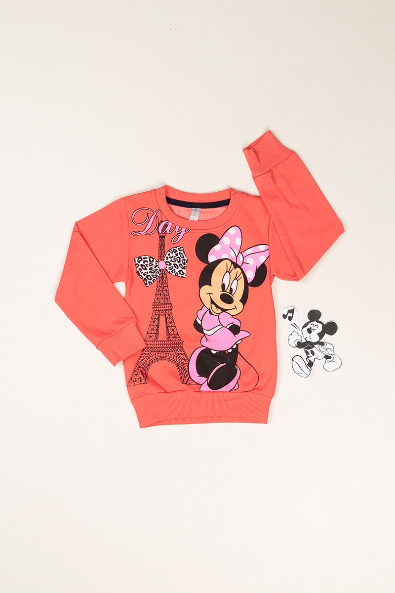 Somon Minnie Baskılı İçi Şardonlu Kız Çocuk Sweat 80942