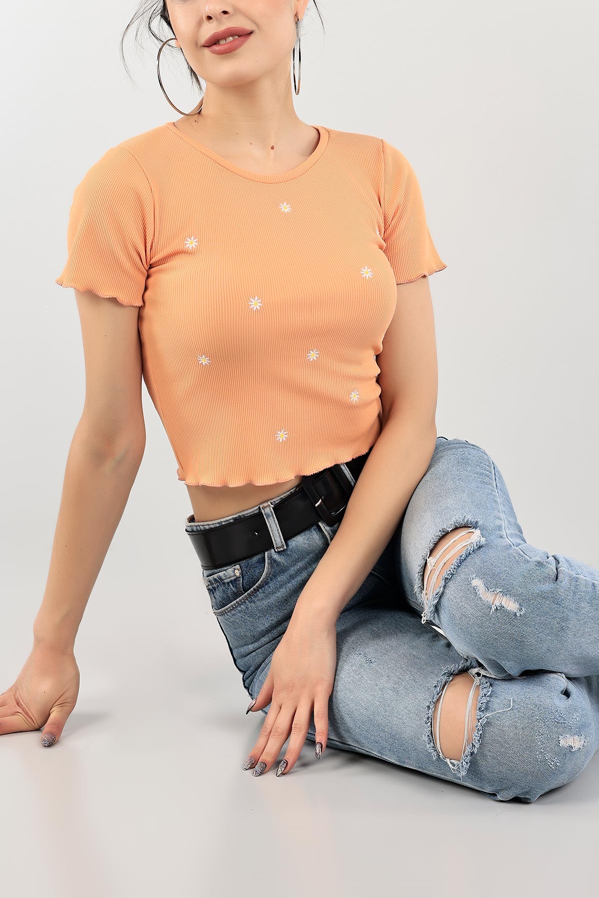 Somon Nakışlı Fitilli Bluz 115673