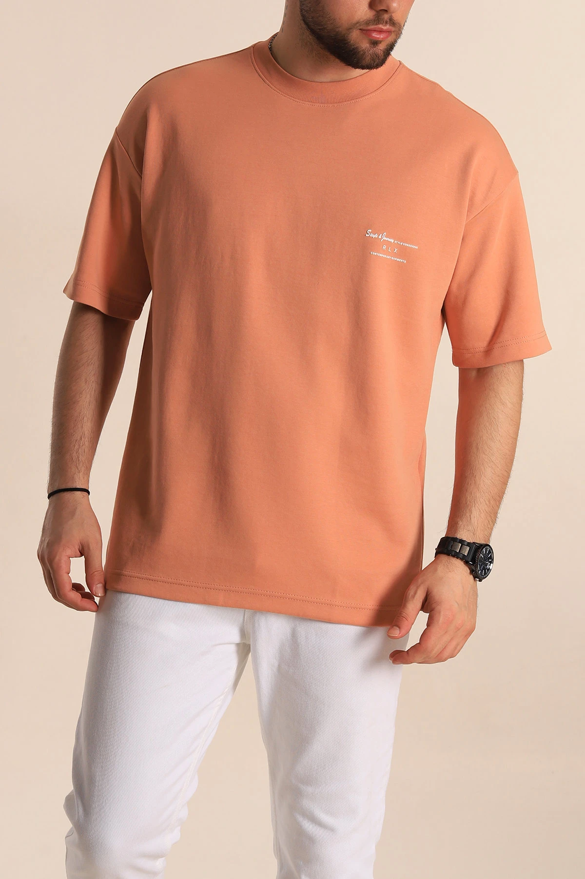 Somon Oversize İki İp Kabartma Yazılı Erkek Tişört 266841