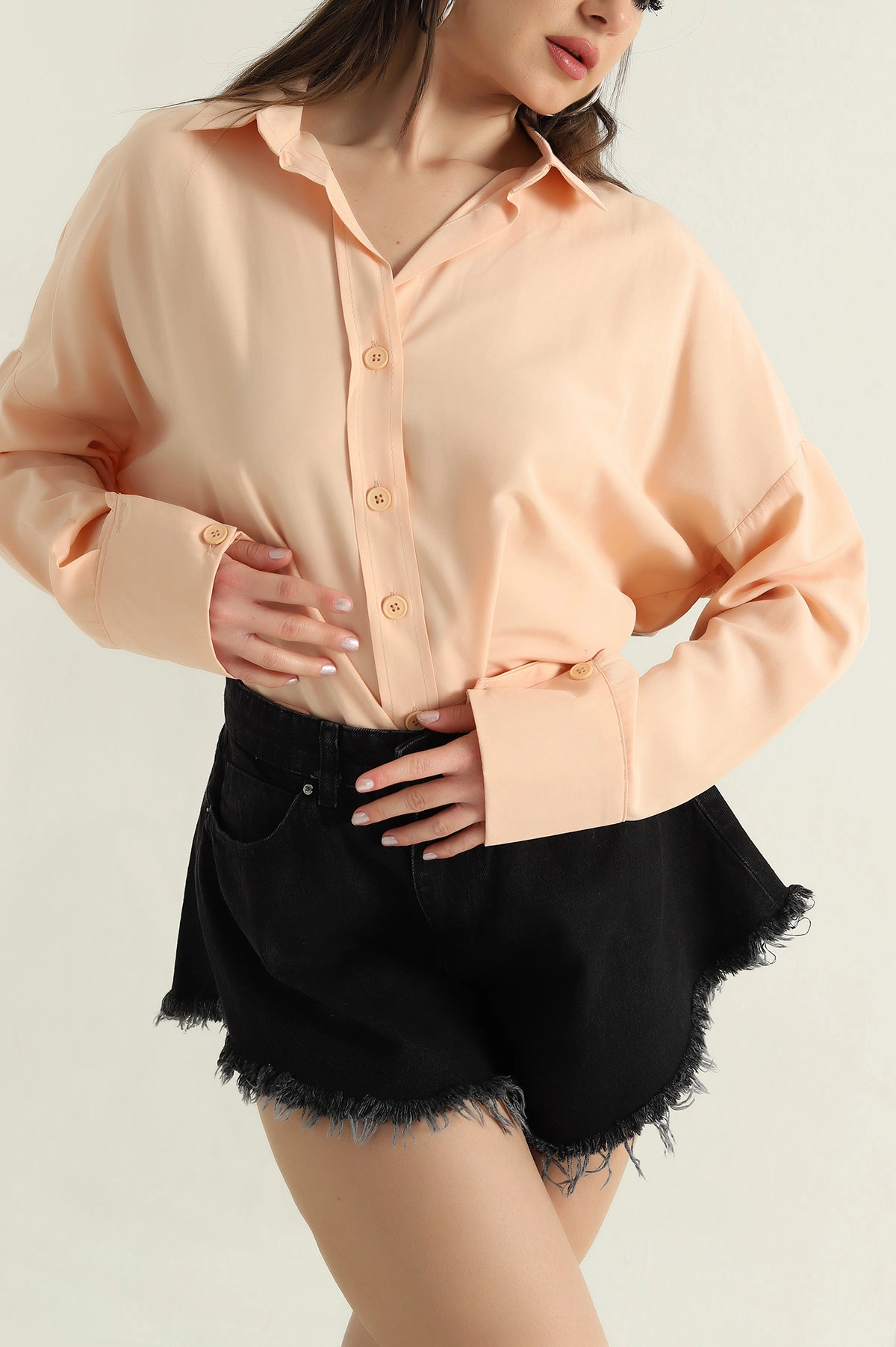 Somon Oversize Kadın Poplin Gömlek 360083