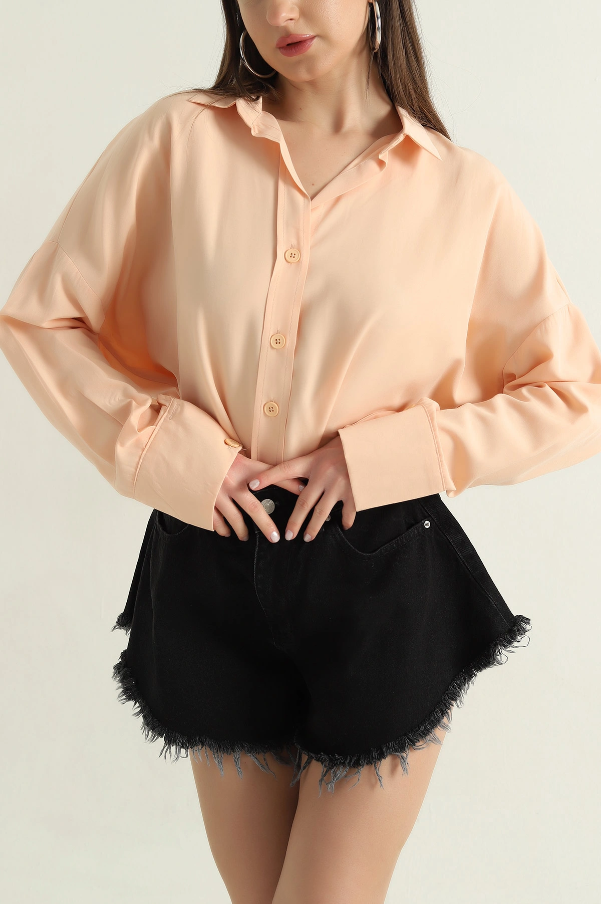 Somon Oversize Kadın Poplin Gömlek 360083
