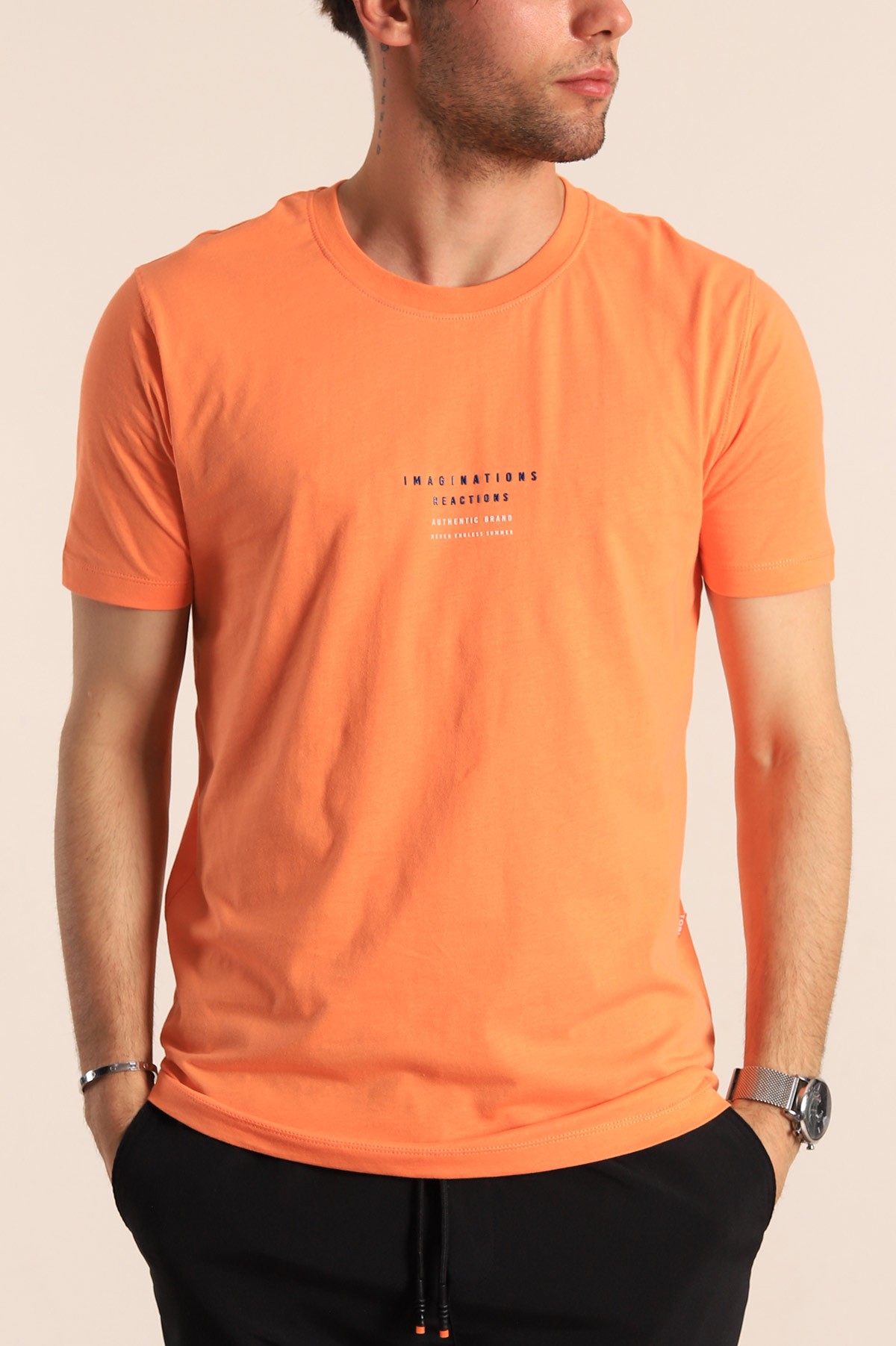 Somon Regular Fit Kabartma Yazı Detay Erkek Tişört 182229