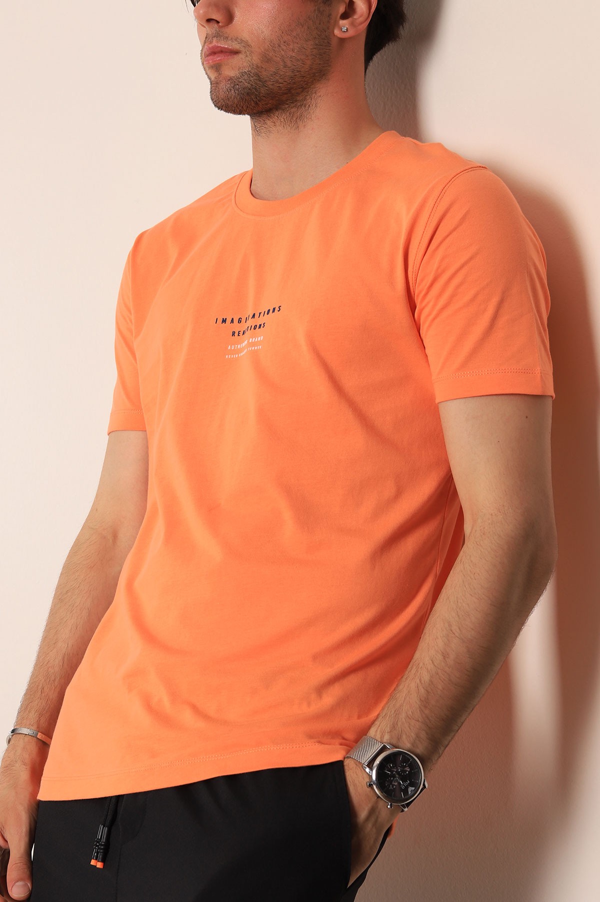Somon Regular Fit Kabartma Yazı Detay Erkek Tişört 182229