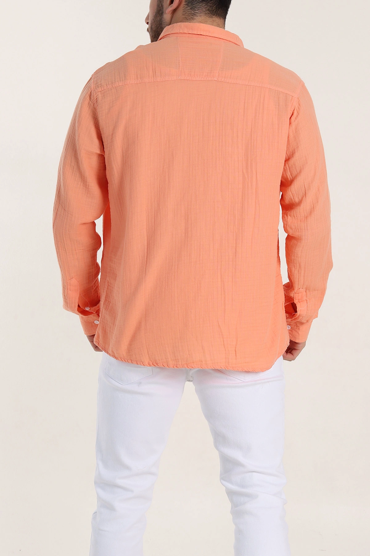Somon Relaxed Fit Müslin Keten Ata Yaka Erkek Gömlek 339157