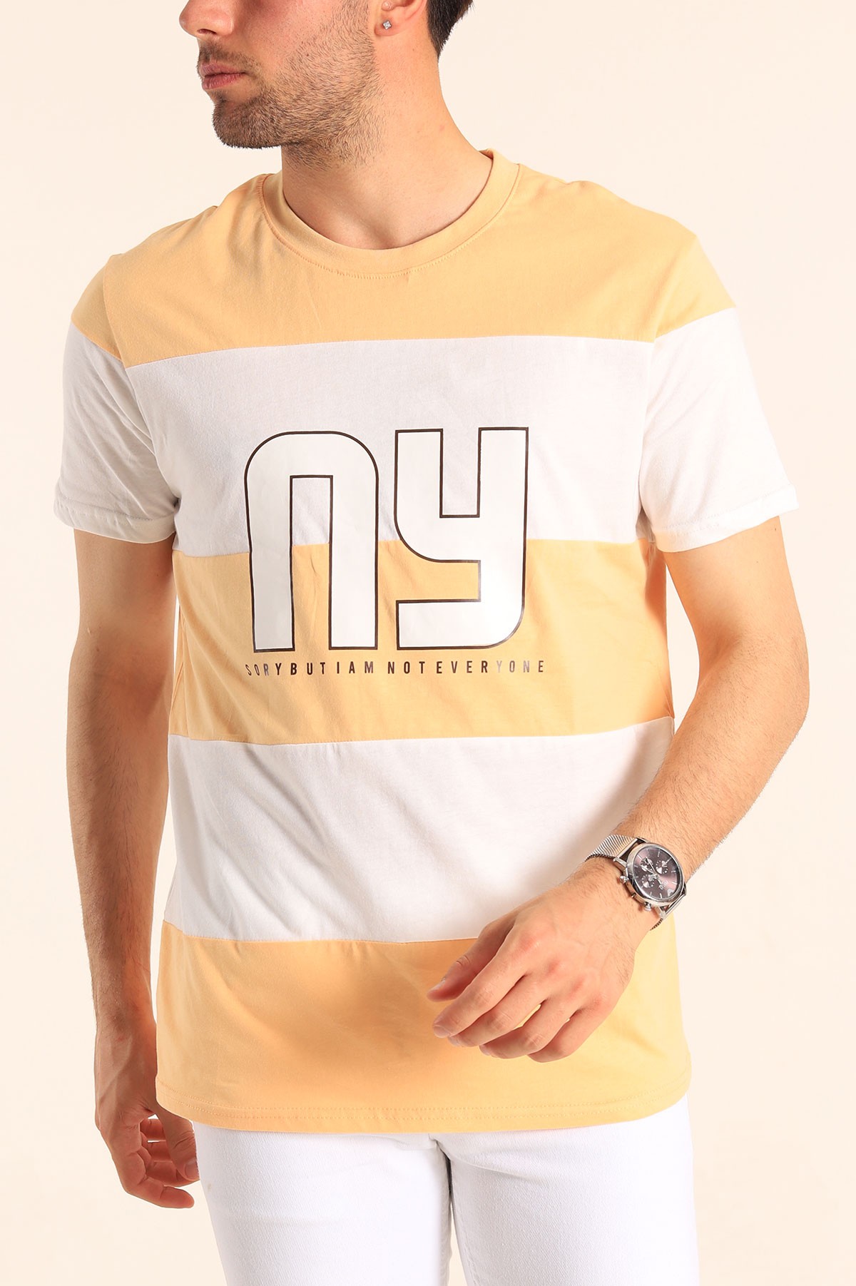 Somon Relaxed Fit NY Baskılı Çift Renk Tişört 182270
