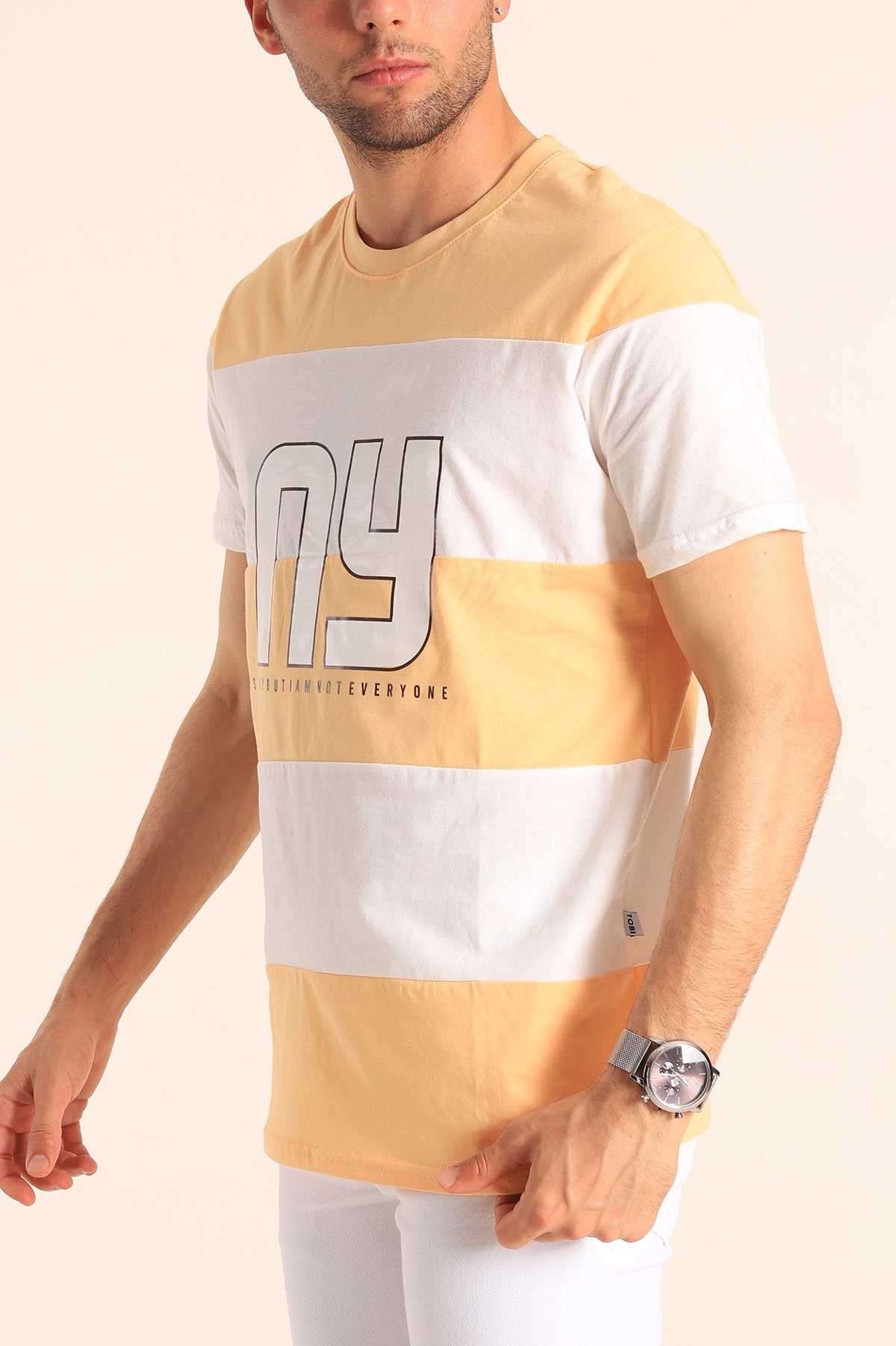 Somon Relaxed Fit NY Baskılı Çift Renk Tişört 182270