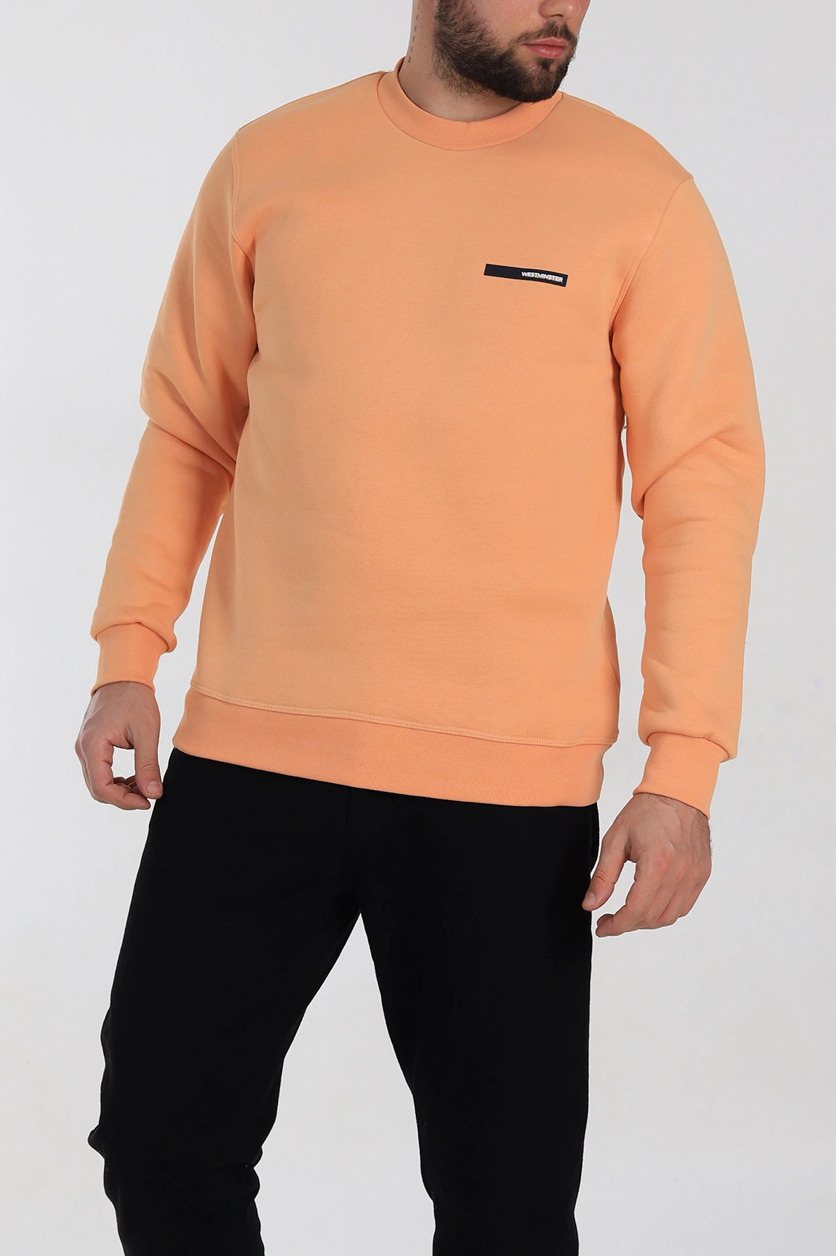 Somon Relaxed Fit Üç İp Şardonlu Kabartma Detaylı Erkek Sweatshirt 309904