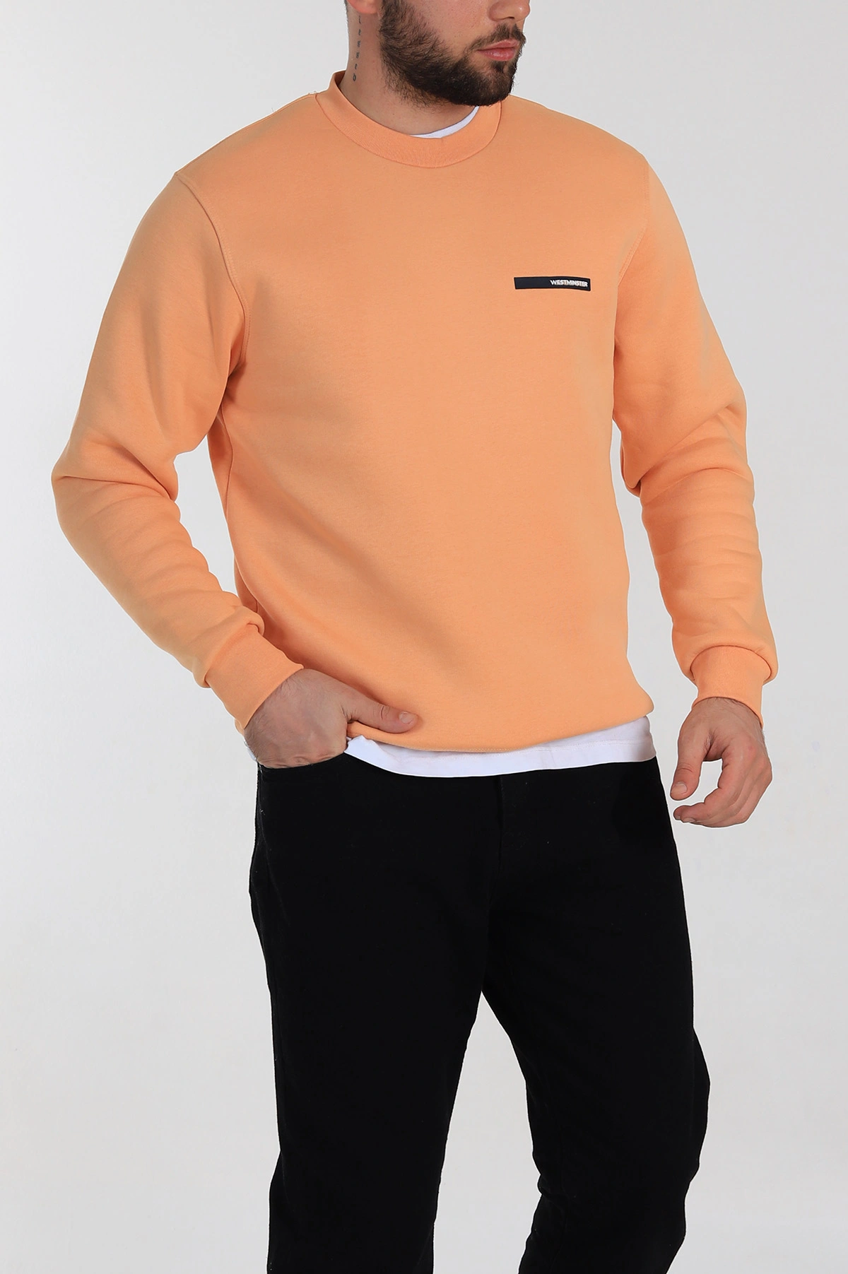 Somon Relaxed Fit Üç İp Şardonlu Kabartma Detaylı Erkek Sweatshirt 309904
