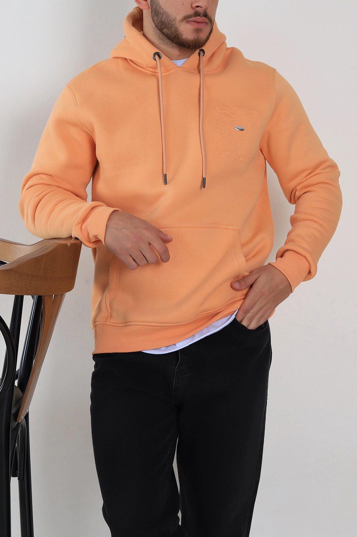 Somon Relaxed Fit Üç İp Şardonlu Kabartma Detaylı Erkek Sweatshirt 311128