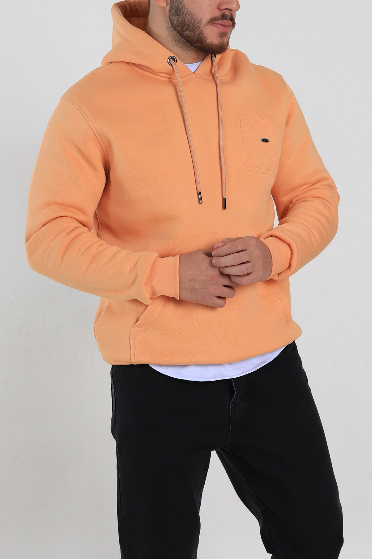 Somon Relaxed Fit Üç İp Şardonlu Kabartma Detaylı Erkek Sweatshirt 311128