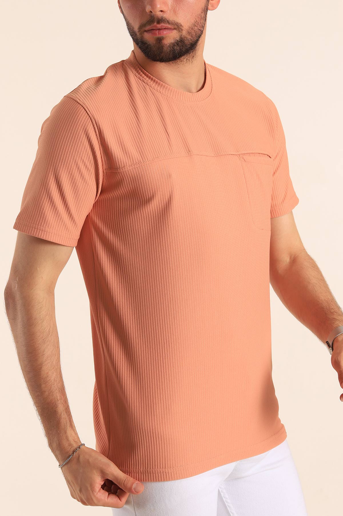 Somon Slim Fit Fitilli Doku Cepli Erkek Tişört 190185